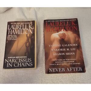 Laurell K Hamilton Sci-fi Romance Fiction 2 book bundle Paperback Never After